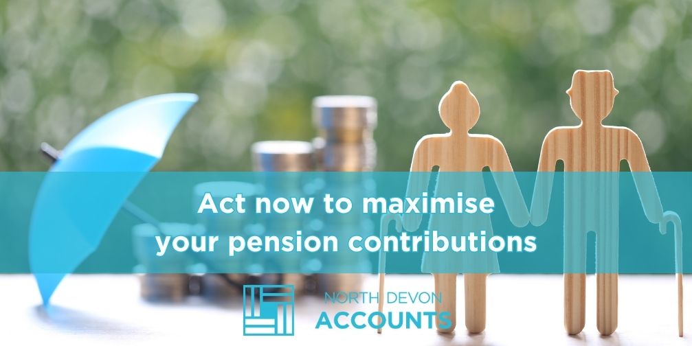 North Devon Accounts pension planning graphic showing retirement figures, savings, and pension contributions for long-term financial security