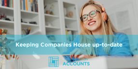 Business owner working on a laptop at home, illustrating keeping Companies House records up to date with guidance from North Devon Accounts