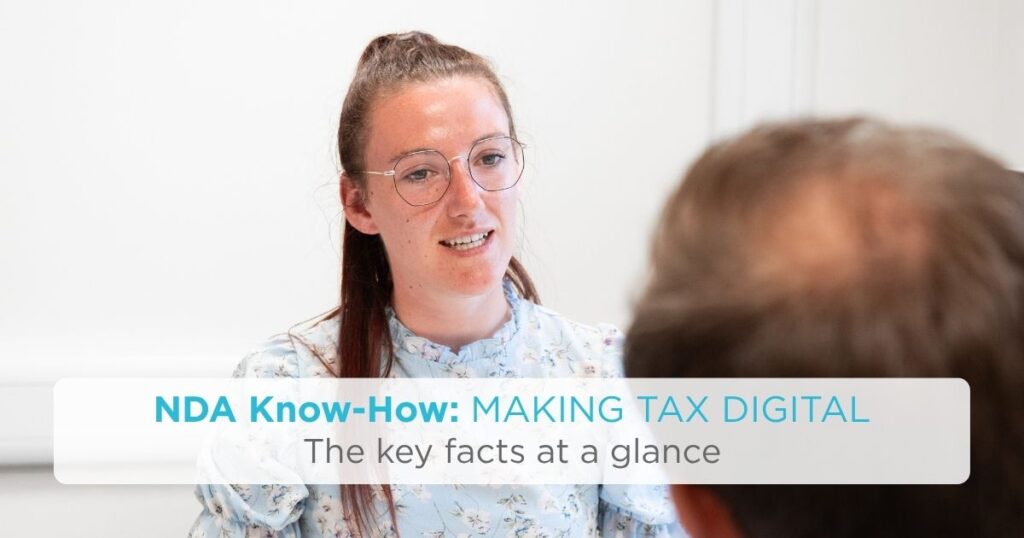 North Devon Accounts adviser discussing Making Tax Digital with a client for the NDA Know-How guide