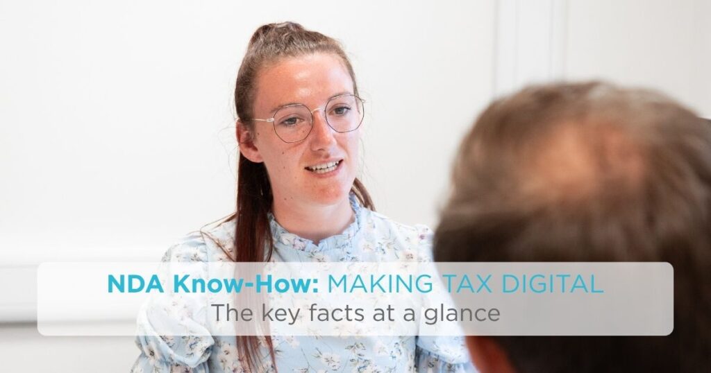 North Devon Accounts adviser discussing Making Tax Digital with a client for the NDA Know-How guide